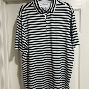NEW Kenneth Cole Performance Men’s White and Black Striped Golf Polo Size XL